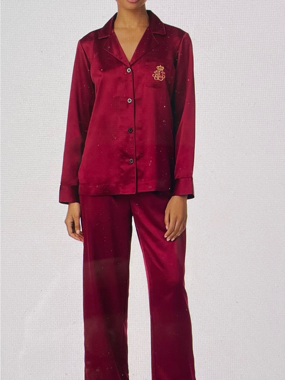 New Ralph Lauren Women’s Small Satin Pajama Pant Top Set - Picture 2 of 6